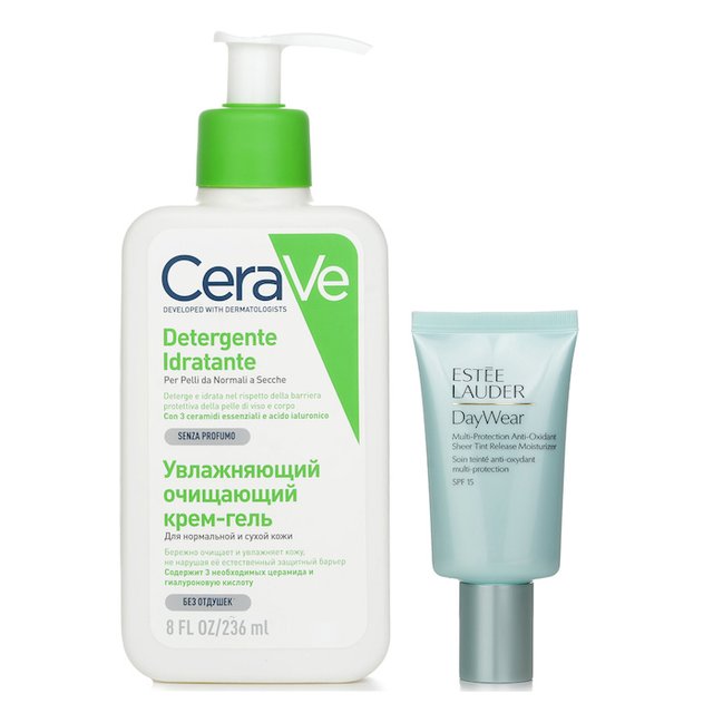 エスティローダー エスティ ローダー デイウェア シアー ティント モイスチャライザー + Cerave ハイドレイティング クレンザー 2pcs 50ml+ポンプ付236ml