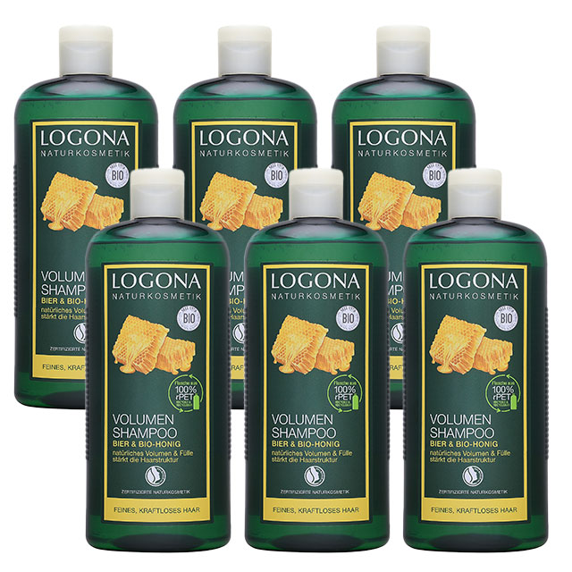 ロゴナ ボリュームシャンプー・ビール＆はちみつ 500ml(ビッグボトル） x 6  お得な6個セット
