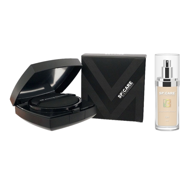 スピケア V3 VM エキサイティングファンデーション＋パーティクルプライマー セット 15g+30ml ケース入り・パフ1枚付き+ライト