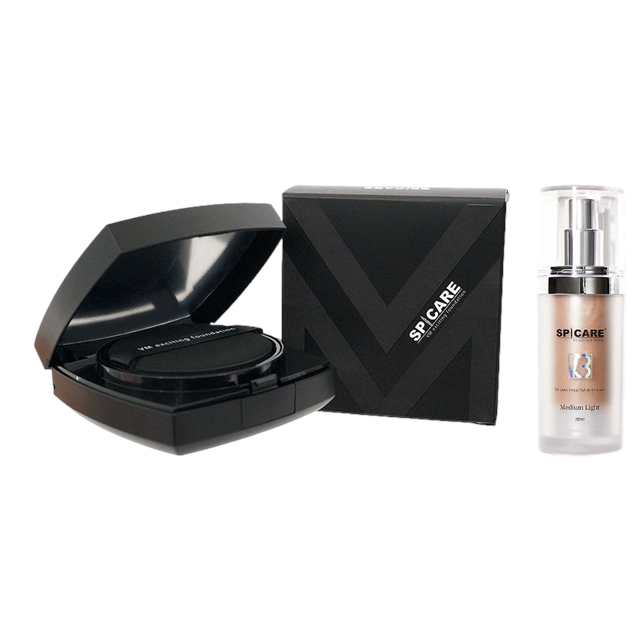 スピケア V3 VM エキサイティングファンデーション＋パーティクルプライマー セット 15g+30ml ケース入り・パフ1枚付き+ミディアムライト