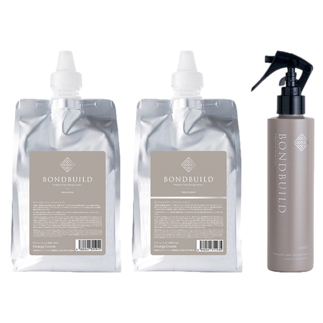 オレンジコスメ ボンドビルド プレックスシャンプー＋トリートメント ＋ミスト のセット 1000mlx2+200ml リフィルx2