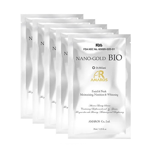 アマロス ナノゴールド バイオシートマスク（フェイス＆ネック） 5枚